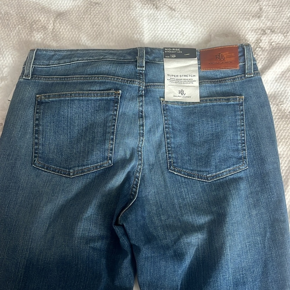 Ralph Lauren Blue Straight Leg Jeans Mid-Rise Size 14P x 29 - Picture 6 of 11